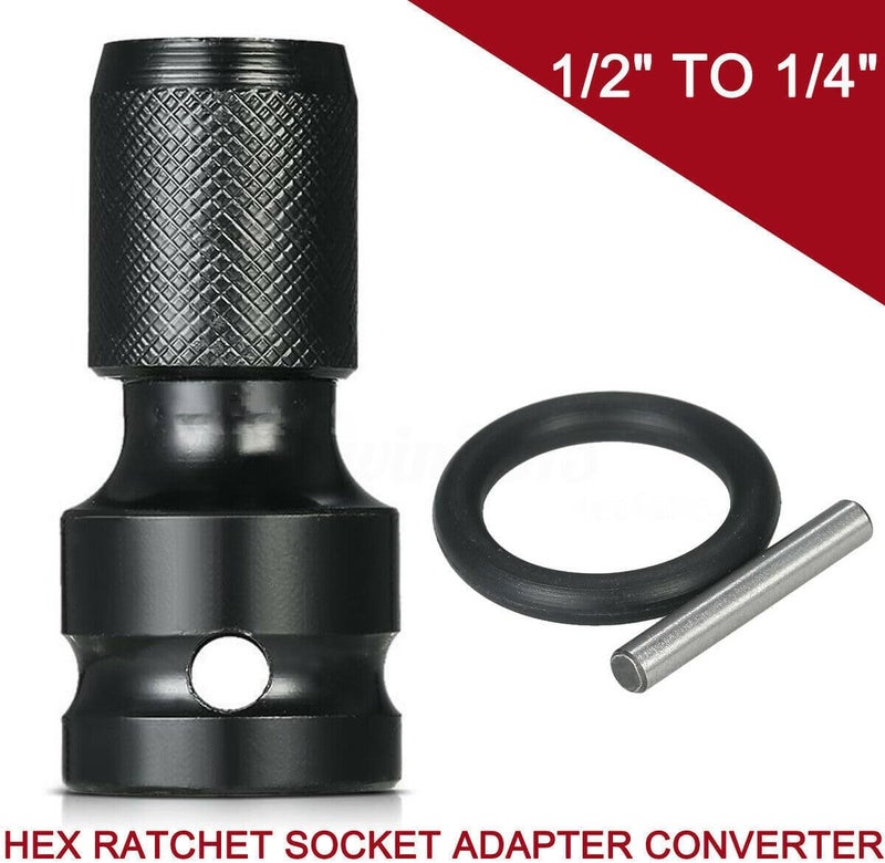 EMSTAR 2PCS Impact Wrench Adapter, 1/2" Square Drive to 1/4" Hex Female Socket Adapter, Impact Drill Adapter for Impact Wrench Ratchet, Quick Release - Image 2